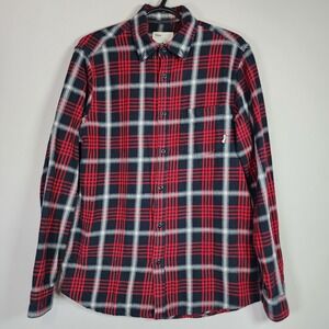 Tilley Plaid Flannel Shirt‎ Mens Small Red Black Cotton Outdoor Camping Buffalo